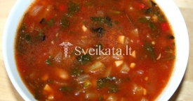 Šparagų sriuba su pomidorais