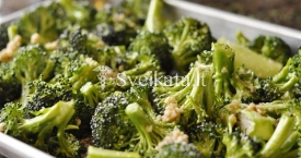 Citrina ir česnaku gardinti kepti brokoliai